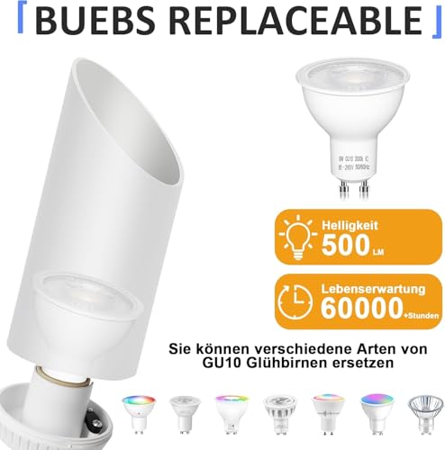 HUAEU RGBW Bodenstrahler Innen, 5W Uplight Spot für Innenräume, Smart Bodenlampe Innen mit APP & Fernbedienung, Musik-Sync & Timer-Funktion, Indirekte Beleuchtung (2er-Set Weiß) – Bild 7