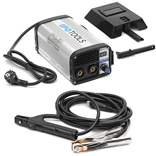 IPOTOOLS MMA-160R Elektroden Schweißgerät - IGBT Inverter Schweissgerät MMA/E-Hand mit 160 Amper/Digitale LCD Anzeige / 230V / Anti-Stick / Hot-Start / Arc-Force / Schutzschild / 7 Jahre Garantie