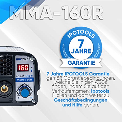 IPOTOOLS MMA-160R Elektroden Schweißgerät - IGBT Inverter Schweissgerät MMA/E-Hand mit 160 Amper/Digitale LCD Anzeige / 230V / Anti-Stick / Hot-Start / Arc-Force / Schutzschild / 7 Jahre Garantie – Bild 5