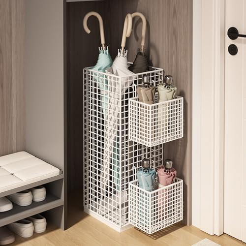 Xuancai Moderner Schirmständer aus Metall, für den Innenbereich, rutschfeste Unterseite, belüftetes Design, vertikale Aufbewahrungslösung für Zuhause und Büro – Bild 2