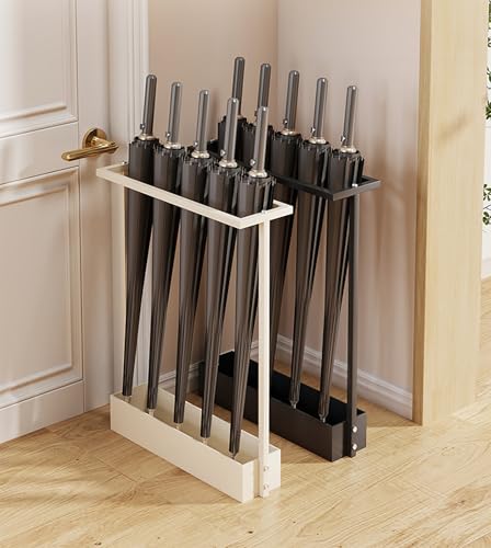 Schirmständer aus Metall mit Abtropfschale, platzsparendes Design für Eingangsbereich, Heimbüro und öffentliche Bereiche, stilvoller weißer Schirmhalter – Bild 3