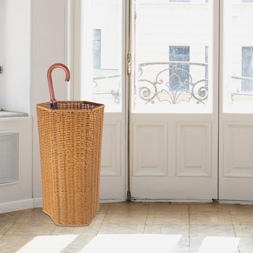 Holibanna Schirmständer aus Kunststoff im Rattan Look Aufbewahrungshalter für Regenschirme und Yogamatten Mittlere Größe für Eingangsbereich und Büro – Bild 3