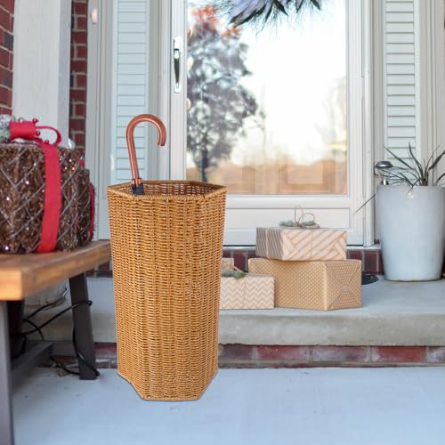 Holibanna Schirmständer aus Kunststoff im Rattan Look Aufbewahrungshalter für Regenschirme und Yogamatten Mittlere Größe für Eingangsbereich und Büro – Bild 8