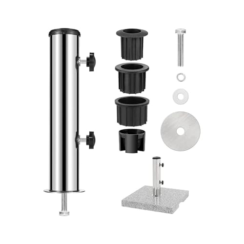 Platzsparender rechteckiger Schirmständer für Geländer, vielseitig, flexibel, Edelstahl, Einzelloch, fixiert, 30 cm Länge, ideal für Terrasse und Garten – Bild 2