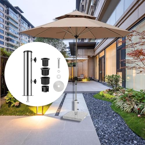 Platzsparender rechteckiger Schirmständer für Geländer, vielseitig, flexibel, Edelstahl, Einzelloch, fixiert, 30 cm Länge, ideal für Terrasse und Garten – Bild 4