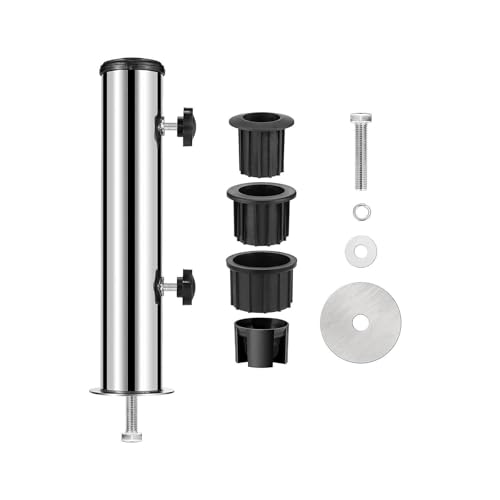 Platzsparender rechteckiger Schirmständer für Geländer, vielseitig, flexibel, Edelstahl, Einzelloch, fixiert, 30 cm Länge, ideal für Terrasse und Garten – Bild 6