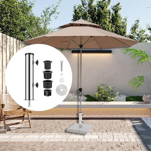 Platzsparender rechteckiger Schirmständer für Geländer, vielseitig, flexibel, Edelstahl, Einzelloch, fixiert, 30 cm Länge, ideal für Terrasse und Garten – Bild 7