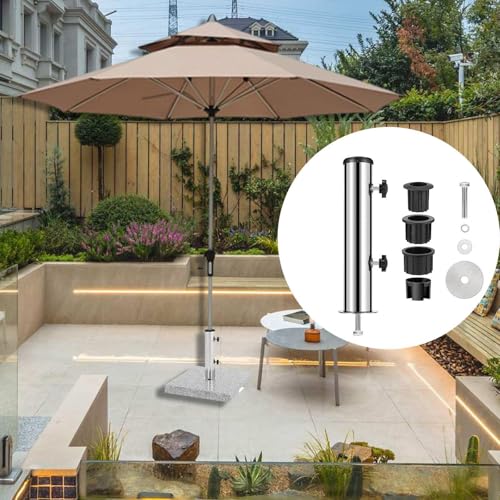 Platzsparender rechteckiger Schirmständer für Geländer, vielseitig, flexibel, Edelstahl, Einzelloch, fixiert, 30 cm Länge, ideal für Terrasse und Garten – Bild 8