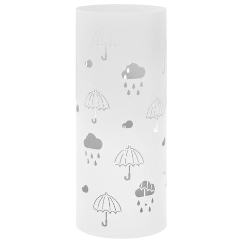 Homgoday Moderne Regenschirmständer aus Stahl mit Auffangschale - Weiß - 20 x 48,5 cm - für nasse oder trockene Schirme Sonnenschirmzubehör Model246805