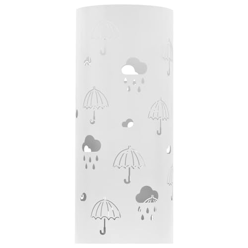 Homgoday Moderne Regenschirmständer aus Stahl mit Auffangschale - Weiß - 20 x 48,5 cm - für nasse oder trockene Schirme Sonnenschirmzubehör Model246805 – Bild 2