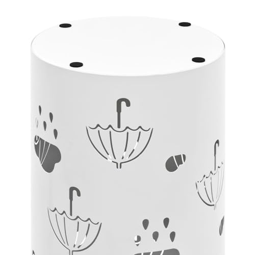 Homgoday Moderne Regenschirmständer aus Stahl mit Auffangschale - Weiß - 20 x 48,5 cm - für nasse oder trockene Schirme Sonnenschirmzubehör Model246805 – Bild 5