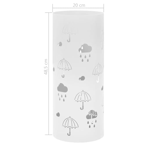 Homgoday Moderne Regenschirmständer aus Stahl mit Auffangschale - Weiß - 20 x 48,5 cm - für nasse oder trockene Schirme Sonnenschirmzubehör Model246805 – Bild 6