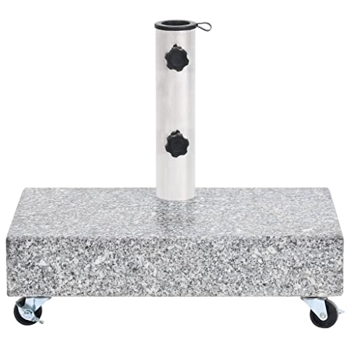 Schirmständer aus Granit mit Rollen, 25 kg rechteckiger Sockel für Ø 38/48 mm Adapter, hellgrau, für den Außenbereich, Terrassenschirmhalter, 45 x 25 x 8,3 cm, Edelstahlrohr – Bild 2