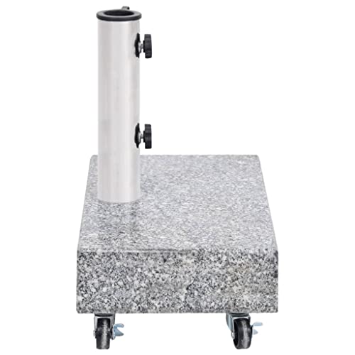 Schirmständer aus Granit mit Rollen, 25 kg rechteckiger Sockel für Ø 38/48 mm Adapter, hellgrau, für den Außenbereich, Terrassenschirmhalter, 45 x 25 x 8,3 cm, Edelstahlrohr – Bild 3