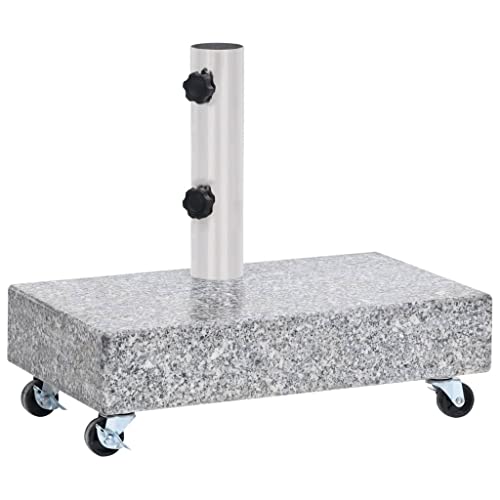Schirmständer aus Granit mit Rollen, 25 kg rechteckiger Sockel für Ø 38/48 mm Adapter, hellgrau, für den Außenbereich, Terrassenschirmhalter, 45 x 25 x 8,3 cm, Edelstahlrohr – Bild 4