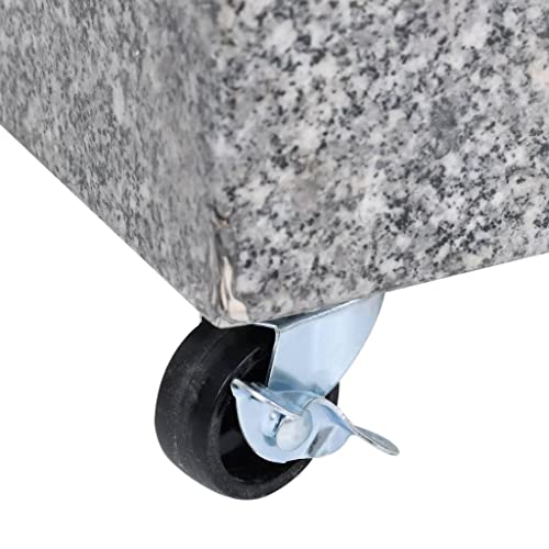 Schirmständer aus Granit mit Rollen, 25 kg rechteckiger Sockel für Ø 38/48 mm Adapter, hellgrau, für den Außenbereich, Terrassenschirmhalter, 45 x 25 x 8,3 cm, Edelstahlrohr – Bild 6