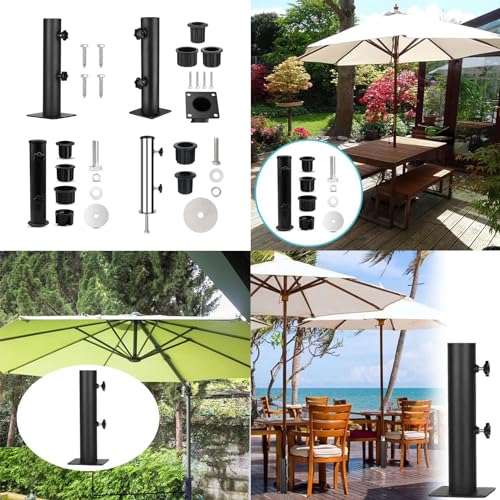 PANGBOER Quadratische Stahl-Sonnenschirmhalterung, Klemme, Standfuß, stabil für den Außenbereich, Terrassen, Garten, Picknick, Tisch, Dock, Pontons, Stahl, quadratische Halterung, Deck, Außenbasis – Bild 2
