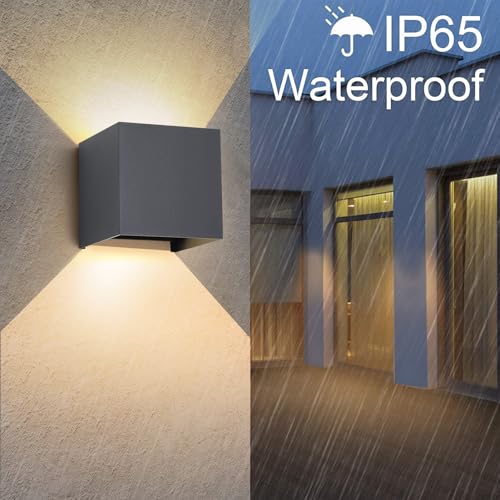 4 Stück 15W LED Wandleuchte Aussen Innen Einstellbare 3 Lichtfarben IP65 Wasserdicht Wandlampe Aussen Außenwandleuchten Aluminium Wandleuchte Einstellbar Abstrahlwinkel Quadratisch 11CM Anthrazit – Bild 3