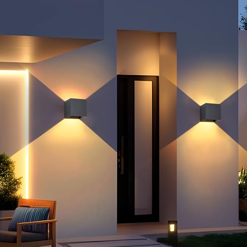 4 Stück 15W LED Wandleuchte Aussen Innen Einstellbare 3 Lichtfarben IP65 Wasserdicht Wandlampe Aussen Außenwandleuchten Aluminium Wandleuchte Einstellbar Abstrahlwinkel Quadratisch 11CM Anthrazit – Bild 9