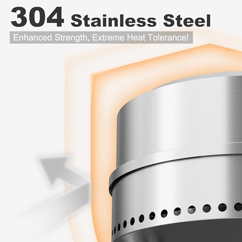 Wakeyard Rauchfreie Feuerstelle, 19 Zoll Tragbare Rauchfreie Feuerschale für den Außenbereich mit Schürhaken und Tragetasche, Feuerstelle aus Edelstahl, Einfache Einrichtung und Lagerung, Silber – Bild 5