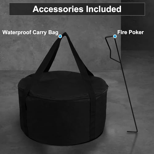 Wakeyard Rauchfreie Feuerstelle, 19 Zoll Tragbare Rauchfreie Feuerschale für den Außenbereich mit Schürhaken und Tragetasche, Feuerstelle aus Edelstahl, Einfache Einrichtung und Lagerung, Silber – Bild 9