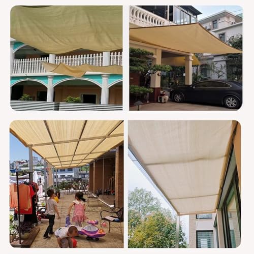 Sonnensegel, 1,6 m x 5 m, Beige, wasserdicht, rechteckig, für Außenbereich, Terrasse, Garten und Party, 95 % UV-Schutz mit strapazierfähigem Seil, perfekte Markise – Bild 3