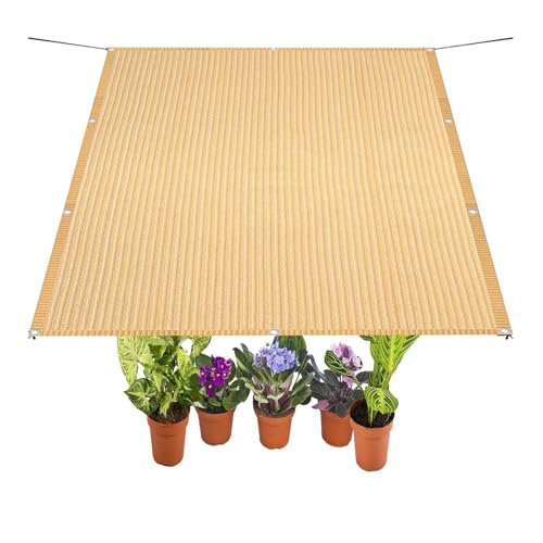 Sonnenschirm Segel Atmungsaktiv 250 x 300 cm HDPE Rechteckig UV Schutz Sonnenschutz Wetterschutz Sonnensegel für Den Außenbereich für Balkon Garten, Creme Farben
