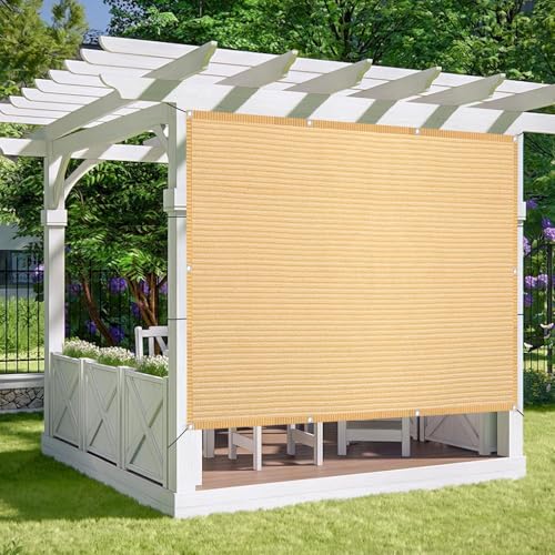 Sonnenschirm Segel Atmungsaktiv 250 x 300 cm HDPE Rechteckig UV Schutz Sonnenschutz Wetterschutz Sonnensegel für Den Außenbereich für Balkon Garten, Creme Farben – Bild 3