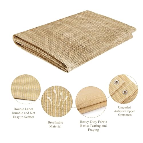 Sonnenschirm Segel Atmungsaktiv 250 x 300 cm HDPE Rechteckig UV Schutz Sonnenschutz Wetterschutz Sonnensegel für Den Außenbereich für Balkon Garten, Creme Farben – Bild 4
