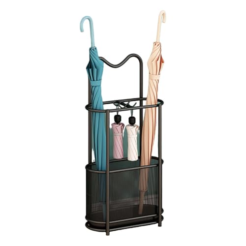 Generisch Freistehender Schirmständer, Gewerblicher Schirmaufbewahrungsständer Aus Metall, for Zuhause, Büro Oder Hotel(Black)