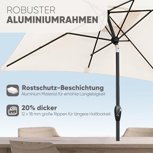 Sekey 210 × 140 cm Aluminum Sonnenschirm Marktschirm Gartenschirm Terrassenschirm Sonnenschutz UV 50 Rechteckig – Bild 2