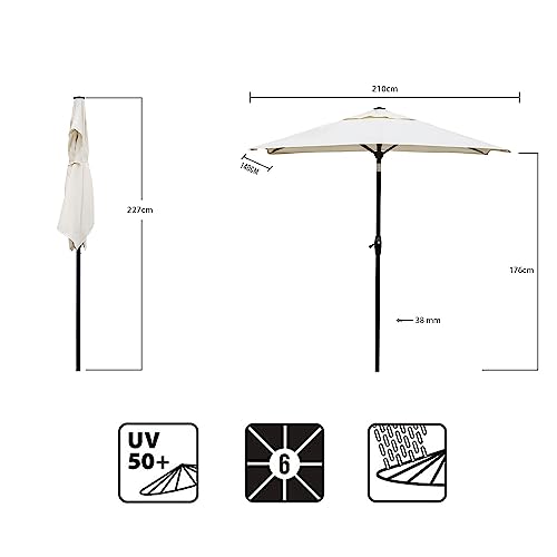 Sekey 210 × 140 cm Aluminum Sonnenschirm Marktschirm Gartenschirm Terrassenschirm Sonnenschutz UV 50 Rechteckig – Bild 7