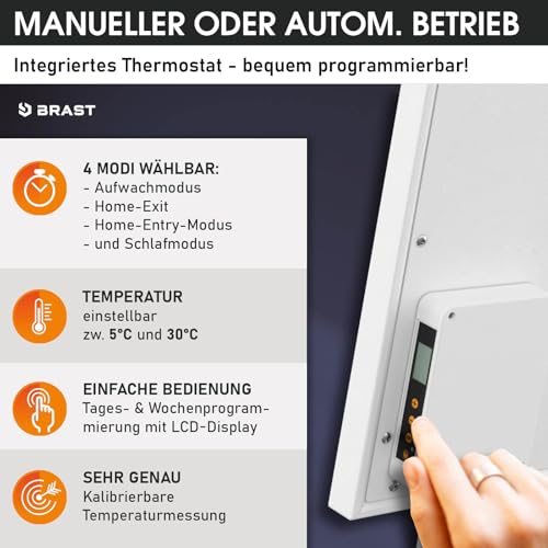 BRAST® Infrarotheizung mit Thermostat | 300-1100 Watt | Made in Europe | Inkl. Wandhalterung Standsystem Griff | hoher Wirkungsgrad | Flexibler Einsatz | Ultraflache Bauweise | IP-TH 300 – Bild 4