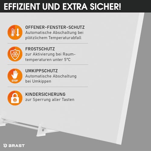 BRAST® Infrarotheizung mit Thermostat | 300-1100 Watt | Made in Europe | Inkl. Wandhalterung Standsystem Griff | hoher Wirkungsgrad | Flexibler Einsatz | Ultraflache Bauweise | IP-TH 300 – Bild 5