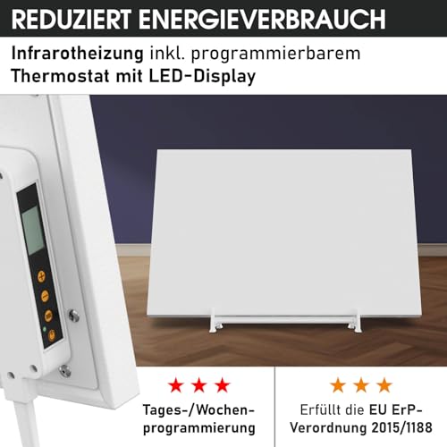 BRAST® Infrarotheizung mit Thermostat | 300-1100 Watt | Made in Europe | Inkl. Wandhalterung Standsystem Griff | hoher Wirkungsgrad | Flexibler Einsatz | Ultraflache Bauweise | IP-TH 300 – Bild 8