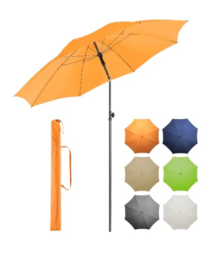 FARE Sonnenschirm Gr. L - 200 cm Durchmesser - UV-Schutz 50 für Balkon Garten Terrasse Sommer - Titan-Finish Knickvorrichtung Drehfeststeller inkl. Tragetasche (aprikose)