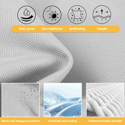 Sonnensegel, Sonnensegel Wasserdich, UV Block Sonnenschutzdach,Rechteckig 3x5m,Draussen Sand Durchlässige Sonnenschutz Terrassenüberdachung, mit UV Schutz für Balkon Garten Terrasse, Grau – Bild 5