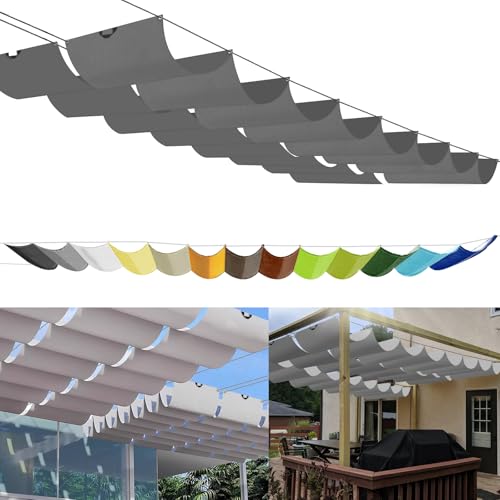 Einziehbares Sonnensegel 2x4m, nach Maß Pergola Markise Verstellbar Schattenabdeckung 95% UV-Schutz & reißfest Inkl. Montageseilen für Terrasse/Pergola Dunkelgrau