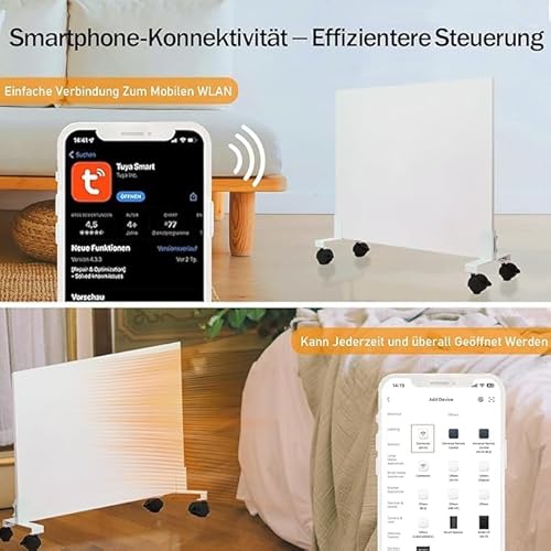 Hocosyme Infrarotheizung mit Smart Steuerung 1200 Watt, Infrarotheizung Wandmontage - 1-3 Min auf Betriebstemperatur bis 120 Grad - TÜV - WLAN App-Steuerung – Bild 3