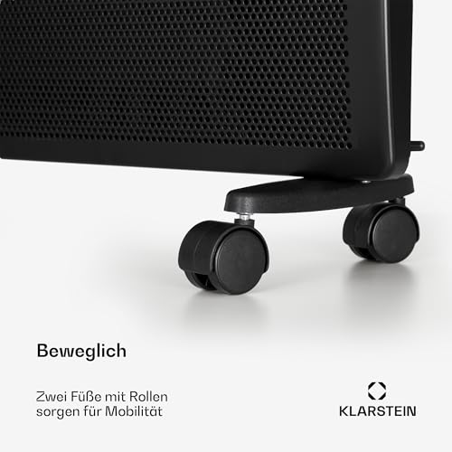 Klarstein Hot Spot Slimcurve Double 2-in-1 Heizgerät - Konvektions- und Infrarotheizung, Überhitzungsschutz, Wochentimer, Wandmontage oder Standgerät mit 2 Rollfüßen, Stahlblech, 1000 W, schwarz – Bild 6