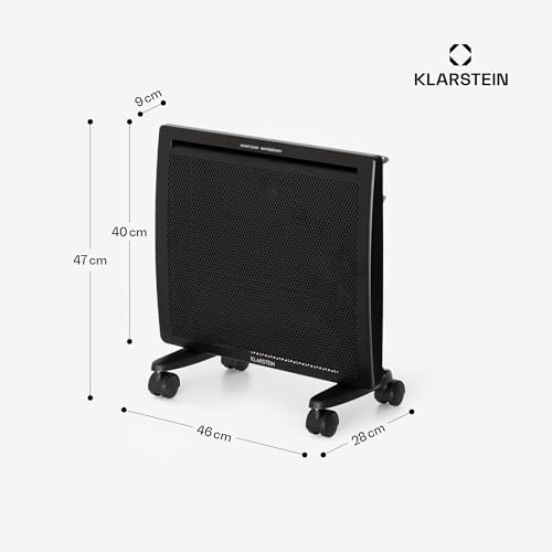 Klarstein Hot Spot Slimcurve Double 2-in-1 Heizgerät - Konvektions- und Infrarotheizung, Überhitzungsschutz, Wochentimer, Wandmontage oder Standgerät mit 2 Rollfüßen, Stahlblech, 1000 W, schwarz – Bild 7