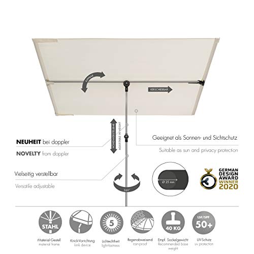 Doppler ACTIVE Balkonblende – Rechteckiger Sonnenschirm ideal für den Balkon –Plus Sichtschutz – 180x130 cm – Natur – Bild 2