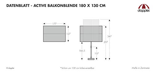 Doppler ACTIVE Balkonblende – Rechteckiger Sonnenschirm ideal für den Balkon –Plus Sichtschutz – 180x130 cm – Natur – Bild 9