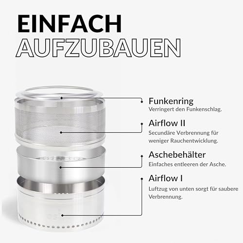 Oskar Feuerschale Edelstahl Ø50 cm | Feuerstelle für Garten & Terrasse | Robust, hitzebeständig & kompakt | Outdoor Feuerschale für gemütliche Abende – Bild 3