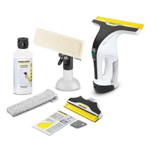 Kärcher Akku-Fenstersauger WV 7 Signature Line – Fensterreiniger mit 100 Min Akkulaufzeit, LED-Anzeige, 2 Absaugdüsen, Sprühflasche, Mikrofaserbezügen, Schmutzkratzer & 500 ml Reiniger