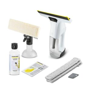 Kärcher WV 6 Plus Fenstersauger weiß (inkl. Zubehör,100 min Akkulaufzeit, Fensterreiniger für Fenster, Fliesen, Dusche und Vitrinen) (inkl. 1x Glasreiniger RM 500 & Wischbezug Outdoor)