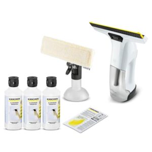 Kärcher WV 6 Plus Fenstersauger weiß (inkl. Zubehör,100 min Akkulaufzeit, Fensterreiniger für Fenster, Fliesen, Dusche und Vitrinen) (inkl. 3x Glasreiniger RM 500)
