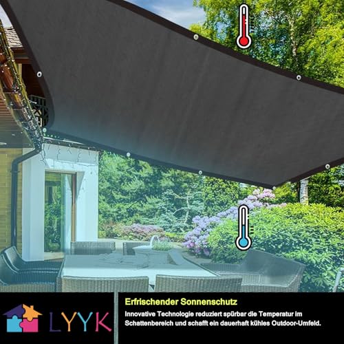 Sonnenschutz Schattennetz,Beschattung für Terrassenüberdachung,Outdoor UV-Beständiges Atmungsaktiv Sonnenschutznetz,für Sonnennetz für Pergola Garten Balkon, Schattentuch,3x6m,Schwarz – Bild 4