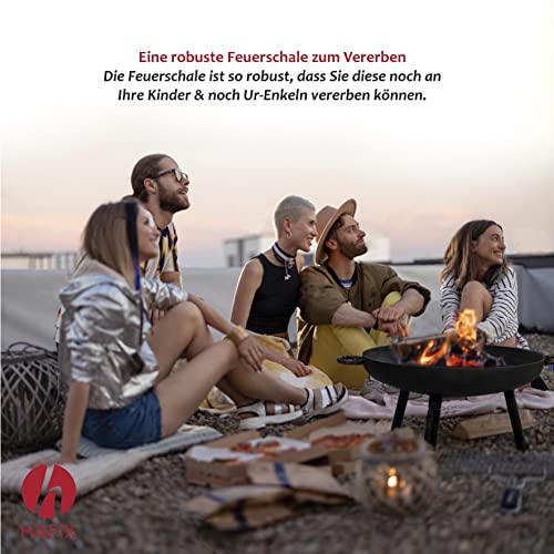 HAFIX® Feuerschale, Feuerkorb, Feuerschalen für Garten, Feuerstelle Outdoor, Feuerschale, Feuertonne Camping, Terrasse. Feuerschalen & Feuerkörbe. 3mm Dicke, legierter Stahl & Griffen Ø90cm. – Bild 3