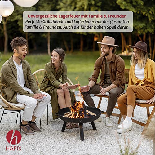 HAFIX® Feuerschale, Feuerkorb, Feuerschalen für Garten, Feuerstelle Outdoor, Feuerschale, Feuertonne Camping, Terrasse. Feuerschalen & Feuerkörbe. 3mm Dicke, legierter Stahl & Griffen Ø90cm. – Bild 4